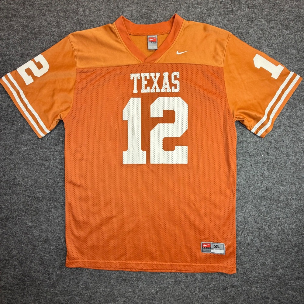 Y2K Texas Longhorns Nike Football Jersey Kids Youth XL Orange # 12 Mesh Adult Sm